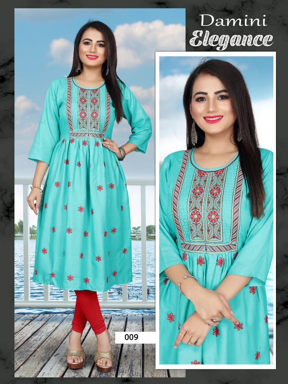 Damini 2 Heavy Rayon Ethnic Wear Embroidery Latest Kurti Collection